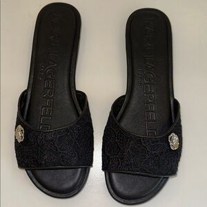 New Karl Lagerfeld Black Lace Embellished Sandals. 
Size 7.5M.